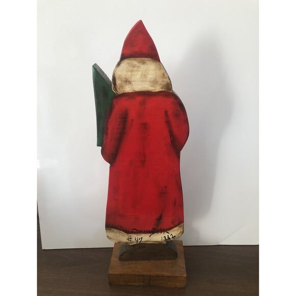 Signed & Numbered Santa Claus Hand painted Wood Folk Art Primitive Christmas VTG - Picture 3 of 6